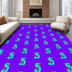 Retro Aqua Flamingo Grid Rug