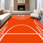 Vibrant Orange White Abstract Swirl Rug