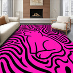 Pink Stylized Panther Swirl Rug