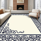Navy Ivory Curvilinear Border Rug