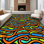 Playful Orange Blue Green Auto Roads Rug