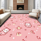 Whimsical Pink Cat Starry Night Rug