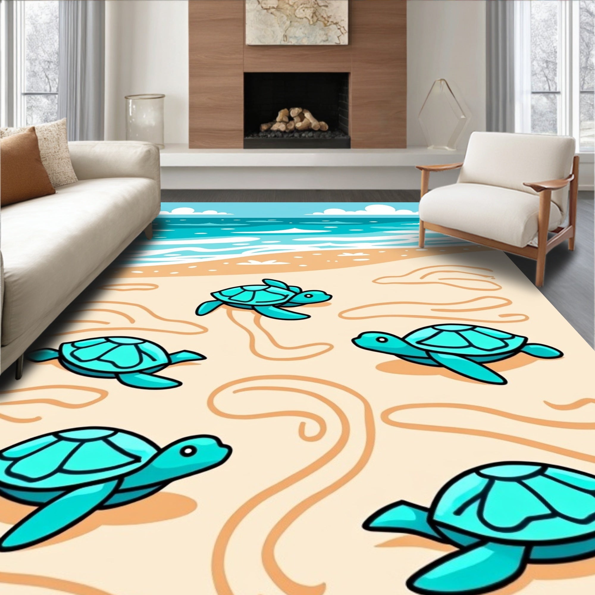 Turquoise Sea Turtle Beach Journey Rug