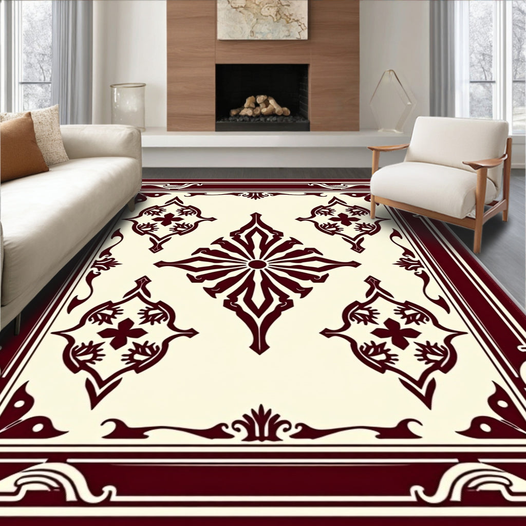 Crimson Medallion Decorative Frame Rug
