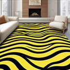 Bold Yellow Black Wavy Stripes Rug