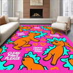 Pink Orange Whimsical Dog Splash Rug