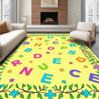 Yellow ABC Floral Border Rug