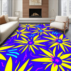 Vibrant Yellow Starburst Floral Statement Rug