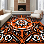 Bold Orange Starburst Medallion Rug