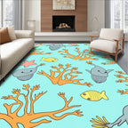 Cartoon Ocean Coral Fish Creatures Rug