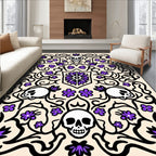 Gothic Skull Purple Flower Scroll Rug