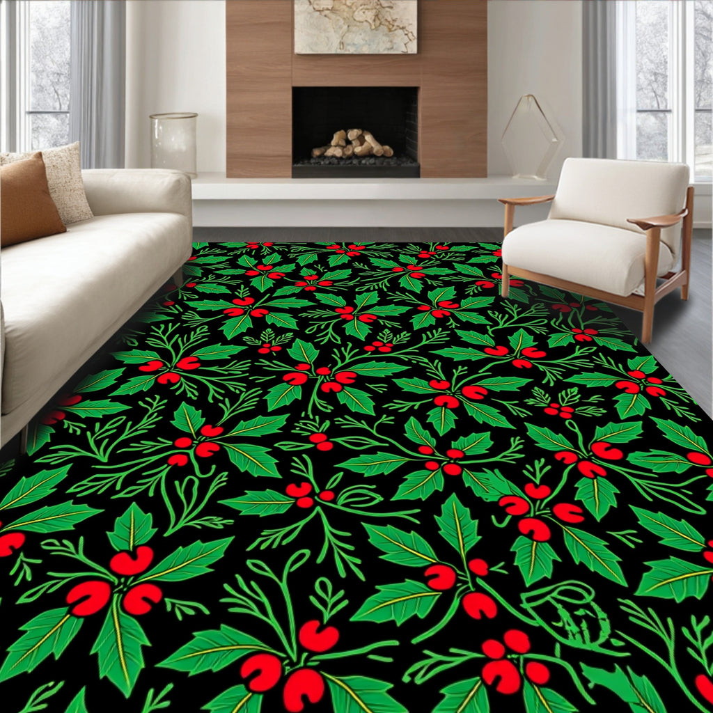 Winter Holly and Berry Arrangement Rug