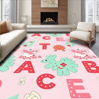 Cute Alphabet Characters Pink Background Rug