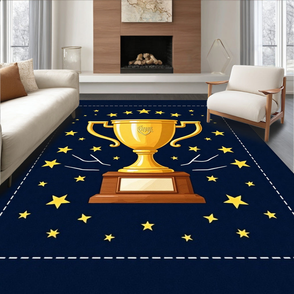 Golden Trophy Stars Night Rug