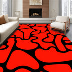 Bold Red Organic Amorphous Shapes Rug