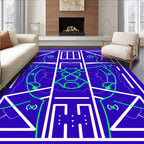 Blue Neon Futuristic Abstract Figures Rug