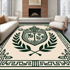 Dark Green Laurel Crest Emblem Rug