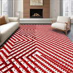 Red And White Diagonal Stripe Rug