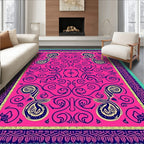 Vibrant Magenta Ornate Scrollwork Rug