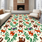 Whimsical Woodland Fox and Cat Companions Rug