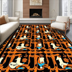 Orange Black Whimsical Animal Garden Rug