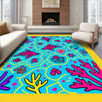 Vibrant Aqua Sea Turtle Coral Scene Rug