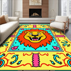 Joyful Yellow Lion Face Garden Rug