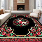 Crimson Dog Floral Garden Frame Rug