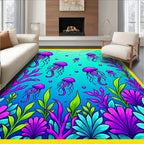 Neon Purple Jellyfish Undersea Garden Rug