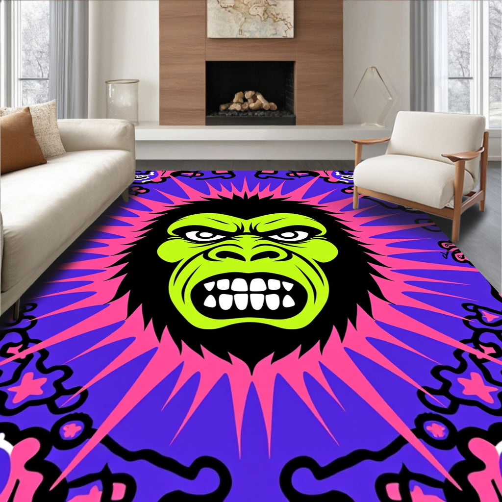 Fierce Lime Gorilla Starburst Swirl Rug