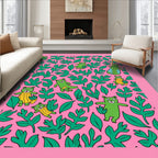 Green Bears Tropical Pink Jungle Rug