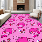 Pink Cartoon Creature Repeating Pattern Rug