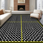 Black White Crossed Lace Grid Overlay Rug