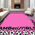 Pink Soccer Ball Border Rug