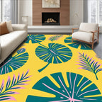 Vibrant Yellow Tropical Leaf Foliage Rug