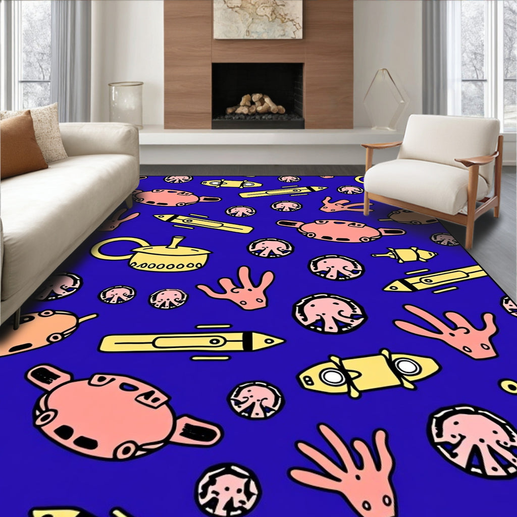 Whimsical Coral Submarine Abstract Rug