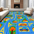 Playful Town Map Car Adventure Rug