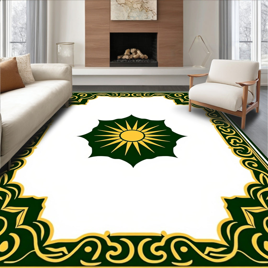 Emerald Sunburst Ornate Border Rug