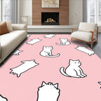 Charming White Cats Pink Background Rug