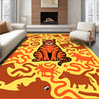 Orange Tiger Amidst Brown Creatures Rug