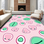 Playful Pink Green Abstract Oval Characters Rug