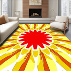 Bold Red Sunburst Yellow Rays Rug