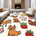 Whimsical Farm Animals and Red Barn Rug