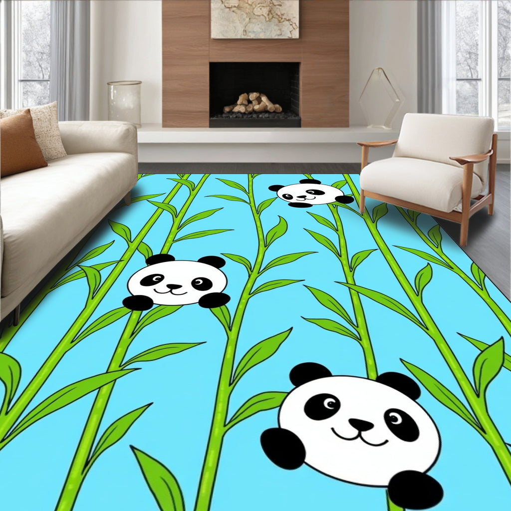 Cute Panda Bamboo Forest Rug