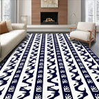Navy White Abstract Stripe Rug