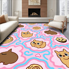 Pink Cute Whimsical Cat Swirl Rug
