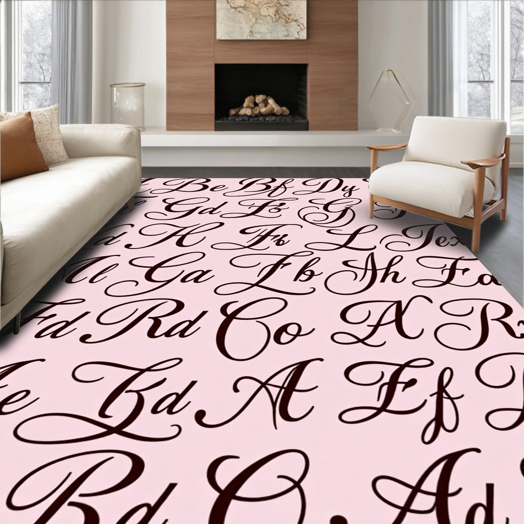 Elegant Script Alphabet Repeat Rug