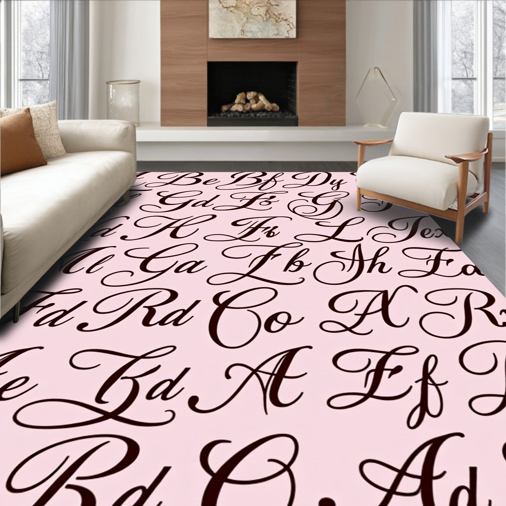 Elegant Script Alphabet Repeat Rug
