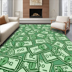 Green Dollar Bills Collage Rug