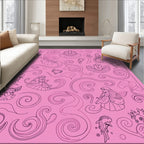 Whimsical Pink Fairy Swirl Collage Rug